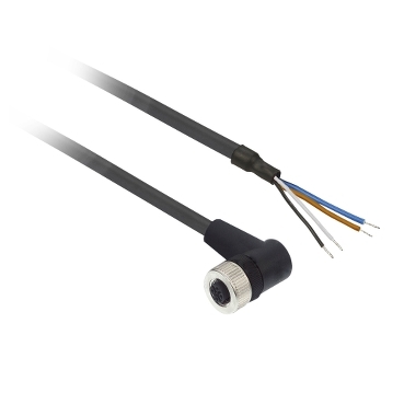 XZCP1241L15 - mama - M12 - 4-pini - conector precablat cu cot - cablu 15 m, Schneider Electric